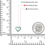 Heart Stud Earring Created Opal Solid 925 Sterling Silver (8mm)