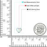 Heart Stud Earring Created Opal Solid 925 Sterling Silver (8mm)