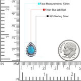 Halo Teardrop Bridal Pear Stud Earring Created Opal Solid 925 Sterling Silver (13mm)