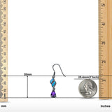 Pear Amethyst Drop Dangle Earrings Created Opal Simulated CZ 925 Sterling Silver (30mm)