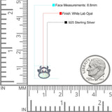 Cow Stud Earring Created Opal Solid 925 Sterling Silver (8.8mm)