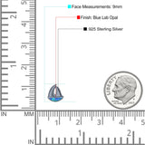 Sail Boat Stud Earring Created Opal Solid 925 Sterling Silver (9mm)