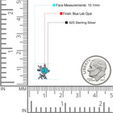 Deer Stud Earring Created Opal Solid 925 Sterling Silver (10.1mm)