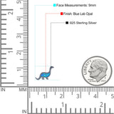 Dinosaur Stud Earring Created Opal 925 Sterling Silver (9mm)