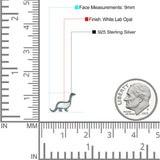 Dinosaur Stud Earring Created Opal 925 Sterling Silver (9mm)