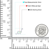 Dinosaur Stud Earring Created Opal 925 Sterling Silver (9mm)