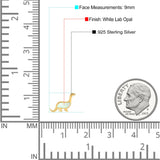 Dinosaur Stud Earring Created Opal 925 Sterling Silver (9mm)