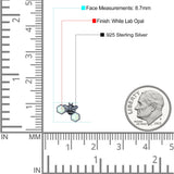 Lucky Honey Bee Print Stud Earring Created Opal Solid 925 Sterling Silver (8.7mm)