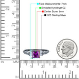 Art Deco Princess Cut Wedding Engagement Bridal Ring Baguette Round Simulated Cubic Zirconia 925 Sterling Silver