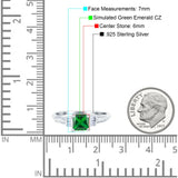 Art Deco Princess Cut Wedding Engagement Bridal Ring Baguette Round Simulated Cubic Zirconia 925 Sterling Silver
