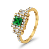 Halo Wedding Ring Baguette Simulated Cubic Zirconia 925 Sterling Silver