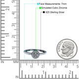 Art Deco Ring Wedding Engagement Band Round Pave Simulated Cubic Zirconia 925 Sterling Silver (7mm)