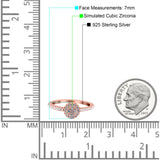 Art Deco Ring Wedding Engagement Band Round Pave Simulated Cubic Zirconia 925 Sterling Silver (7mm)