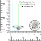 Art Deco Ring Wedding Engagement Band Round Pave Simulated Cubic Zirconia 925 Sterling Silver (7mm)