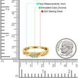Crisscross Band Wedding Ring Round Pave Simulated Cubic Zirconia 925 Sterling Silver (4mm)