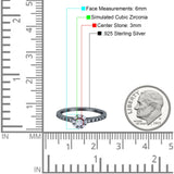 Art Deco Band Wedding Ring Round Pave Simulated Cubic Zirconia 925 Sterling Silver (6mm)