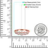 5 Flower Ring Wedding Engagement Band Round Pave Simulated Cubic Zirconia 925 Sterling Silver (5mm)