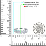 5 Flower Ring Wedding Engagement Band Round Pave Simulated Cubic Zirconia 925 Sterling Silver (5mm)