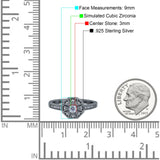 Art Deco Star Wedding Ring Band Round Pave Simulated Cubic Zirconia 925 Sterling Silver (9mm)