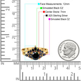 Two Piece Art Deco Wedding Vintage Black Marquise Round Simulated Cubic Zirconia 925 Sterling Silver