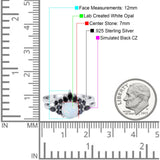Two Piece Art Deco Wedding Vintage Black Marquise Round Simulated Cubic Zirconia 925 Sterling Silver
