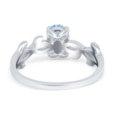 Oval Solitaire Art Deco Wedding Ring Simulated Cubic Zirconia 925 Sterling Silver