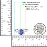 Vintage Style Oval Engagement Ring Simulated Cubic Zirconia 925 Sterling Silver