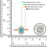 Halo Oval Engagement Ring Simulated Cubic Zirconia 925 Sterling Silver