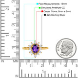 Halo Teardrop Engagement Ring Simulated Cubic Zirconia 925 Sterling Silver