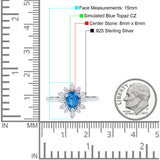 Halo Teardrop Engagement Ring Simulated Cubic Zirconia 925 Sterling Silver