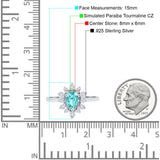 Halo Teardrop Engagement Ring Simulated Cubic Zirconia 925 Sterling Silver