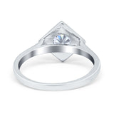 Round Solitaire Engagement Ring Simulated Cubic Zirconia 925 Sterling Silver