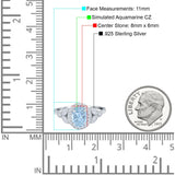 Oval Art Deco Engagement Ring Round Simulated Cubic Zirconia 925 Sterling Silver