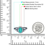 Oval Art Deco Engagement Ring Round Simulated Cubic Zirconia 925 Sterling Silver