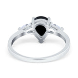 Three Stone Teardrop Engagement Ring Simulated Cubic Zirconia 925 Sterling Silver