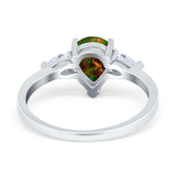 Three Stone Teardrop Engagement Ring Simulated Cubic Zirconia 925 Sterling Silver