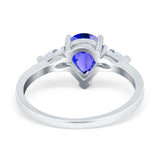 Three Stone Teardrop Engagement Ring Simulated Cubic Zirconia 925 Sterling Silver