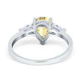Three Stone Teardrop Engagement Ring Simulated Cubic Zirconia 925 Sterling Silver