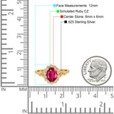 Vintage Oval Engagement Ring Simulated Cubic Zirconia 925 Sterling Silver