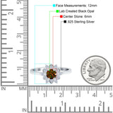 Halo Floral Engagement Ring Round Simulated Cubic Zirconia 925 Sterling Silver