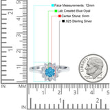 Halo Floral Engagement Ring Round Simulated Cubic Zirconia 925 Sterling Silver