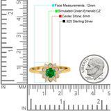 Halo Floral Engagement Ring Round Simulated Cubic Zirconia 925 Sterling Silver