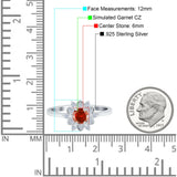 Halo Floral Engagement Ring Round Simulated Cubic Zirconia 925 Sterling Silver