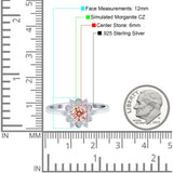 Halo Floral Engagement Ring Round Simulated Cubic Zirconia 925 Sterling Silver