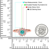 Halo Floral Engagement Ring Round Simulated Cubic Zirconia 925 Sterling Silver