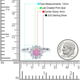 Halo Floral Engagement Ring Round Simulated Cubic Zirconia 925 Sterling Silver