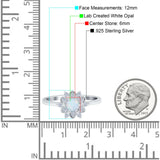 Halo Floral Engagement Ring Round Simulated Cubic Zirconia 925 Sterling Silver