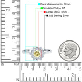 Halo Floral Engagement Ring Round Simulated Cubic Zirconia 925 Sterling Silver