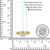 Solitaire Accent Wedding Ring Round Simulated Cubic Zirconia 925 Sterling Silver