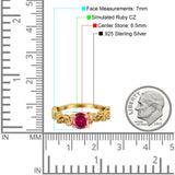 Filigree Art Deco Wedding Ring Round Simulated Cubic Zirconia 925 Sterling Silver